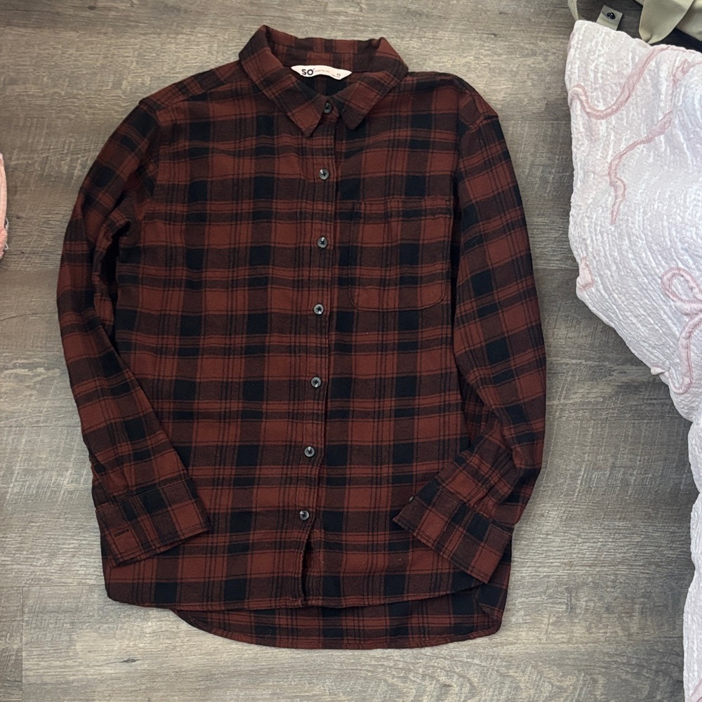 Women’s Plaid Shirt - Black and Brown